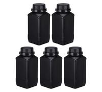 PATIKIL 5 Pcs 1000ml Reagent Bottles, HDPE Wide Mouth Square Bottles with Screw Cap for Lab Water Reagent Liquids Solid Sample Storage Seal, Black