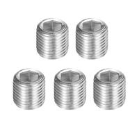 PATIKIL 5 Pcs 304 Stainless Steel Pipe Plug M10 x 1 Male Internal Hex Thread Socket Pipe Plug Hex Countersunk Pipe Fitting for Sealing Water Oil Gas Pipeline, Silver