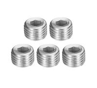 PATIKIL 5 Pcs 304 Stainless Steel Pipe Plug M14 x 1.5 Male Internal Hex Thread Socket Pipe Plug Hex Countersunk Pipe Fitting for Sealing Water Oil Gas Pipeline, Silver