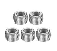 PATIKIL 5 Pcs 304 Stainless Steel Pipe Plug M16 x 1.5 Male Internal Hex Thread Socket Pipe Plug Hex Countersunk Pipe Fitting for Sealing Water Oil Gas Pipeline, Silver