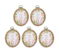 PATIKIL 5 Pcs 9x11cm Embroidery Hoop Frame, Imitated Wood Oval Cross Stitch Hoops with Metal Ring for Embroidery DIY Art Craft Sewing Wall Decor, White & Brown