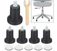 PATIKIL 5 Pcs Bell Glides, Nylon Office Chair Glides 2.24inch Screw Castors Replacement Feet Swivel Caster Wheel Stopper with Wrench for Office Chair Game Rolling Fixed Stationary, Black