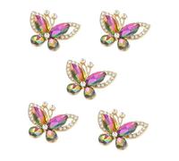 PATIKIL 5 Pcs Butterfly Rhinestone, Crystal Butterflies for Crafts Flatback Charms Rhinestone Embellishments for Clothing Jewelry Making Women DIY Decoration, Fantasy Color