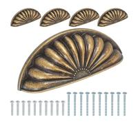 PATIKIL 5 Pcs Cabinet Cup Pulls 3" (76mm) Hole Center Vintage Drawer Handles Knobs Furniture Handle for Kitchen Dresser Hardware, Bronze