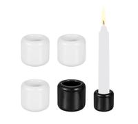 PATIKIL 5 Pcs Chime Candle Holder, 2.2cm ID Ceramic Mini Candle Holder for Meditation Spell Supplies Table Centerpieces Home Decoration, White/Black