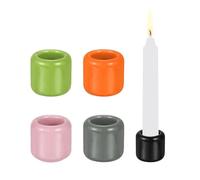 PATIKIL 5 Pcs Chime Candle Holder, 2.2cm ID Ceramic Mini Candle Holder for Meditation Spell Supplies Table Centerpieces Home Decoration, Black/Gray/Orange/Light Green/Pink