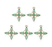 PATIKIL 5 Pcs Crystal Rhinestone Cross Charms, Copper Mini Pendant Beads Cross Charms for Jewelry Making Bracelet Earring Necklace DIY Handmade, Green