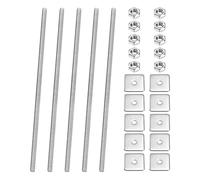 PATIKIL 5 Pcs Fully Threaded Rod, M3 x 100mm 304 Stainless Steel Right Hand Long Thread Bar Studs with Nuts Square Washers for Pipes Clamps Hangers U-Bolts
