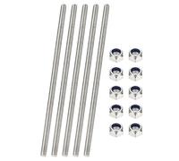 PATIKIL 5 Pcs Fully Threaded Rod, M4 x 350mm 304 Stainless Steel Right Hand Long Thread Bar Studs with Nuts for Pipes Clamps Hangers U-Bolts