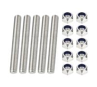 PATIKIL 5 Pcs Fully Threaded Rod, M6 x 100mm 304 Stainless Steel Right Hand Long Thread Bar Studs with Nuts for Pipes Clamps Hangers U-Bolts