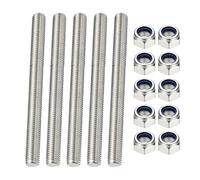 PATIKIL 5 Pcs Fully Threaded Rod, M6 x 120mm 304 Stainless Steel Right Hand Long Thread Bar Studs with Nuts for Pipes Clamps Hangers U-Bolts