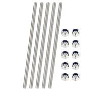 PATIKIL 5 Pcs Fully Threaded Rod, M6 x 350mm 304 Stainless Steel Right Hand Long Thread Bar Studs with Nuts for Pipes Clamps Hangers U-Bolts