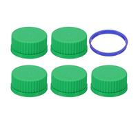PATIKIL 5 Pcs GL45 Screw Caps, 45mm Polypropylene Cover Seal Screw Cap Thread Media Bottles for GL45 Media Bottles Glass, Green
