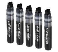 PATIKIL 5 Pcs Graffiti Markers, 15mm Black Poster Markers Thick Acrylic Paint Markers Pen Big Permanent Markers Large for Rock Painting Stone Glass Wood Canvas Poster Sign Ceramic