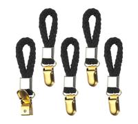PATIKIL 5 Pcs Hanging Tea Towel Clips, 0.9" Width Braided Cotton Loop Towel Clip with Gold Metal Clamp for Kitchen Bathroom RVs Camping Hanging Organize Tool, Black