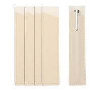 PATIKIL 5 Pcs Leather Pen Pouch Sleeve for Single, Handmade Fountain Pen Pouch Pencil Protective Cover Holder for Touch Ballpoint Pencil Hardcover Journals Notebook, Beige
