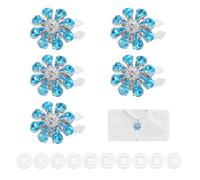 PATIKIL 5 Pcs Rhinestone Button Covers Decorative Clips with 10 Pcs White Sewing Buttons Detachable Water Drop Sewing Replacement for Women Men DIY Crafts Accessories (Lake Blue/Silver)