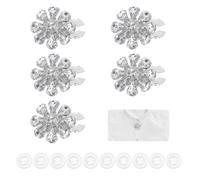 PATIKIL 5 Pcs Rhinestone Button Covers Decorative Clips with 10 Pcs White Sewing Buttons Detachable Water Drop Sewing Replacement for Women Men DIY Crafts Accessories (White/Silver)