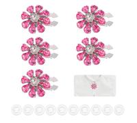 PATIKIL 5 Pcs Rhinestone Button Covers Decorative Clips with 10 Pcs White Sewing Buttons Detachable Water Drop Sewing Replacement for Women Men DIY Crafts Accessories (Rose Red/Silver)