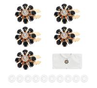 PATIKIL 5 Pcs Rhinestone Button Covers Decorative Clips with 10 Pcs White Sewing Buttons Detachable Water Drop Sewing Replacement for Women Men DIY Crafts Accessories (Black/Gold)