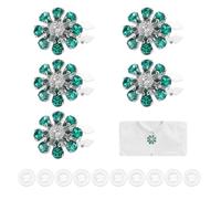 PATIKIL 5 Pcs Rhinestone Button Covers Decorative Clips with 10 Pcs White Sewing Buttons Detachable Water Drop Sewing Replacement for Women Men DIY Crafts Accessories (Green/Silver)