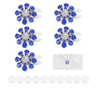 PATIKIL 5 Pcs Rhinestone Button Covers Decorative Clips with 10 Pcs White Sewing Buttons Detachable Water Drop Sewing Replacement for Women Men DIY Crafts Accessories (Navy Blue/Silver)