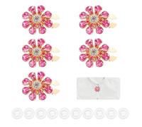 PATIKIL 5 Pcs Rhinestone Button Covers Decorative Clips with 10 Pcs White Sewing Buttons Detachable Water Drop Sewing Replacement for Women Men DIY Crafts Accessories (Rose Red/Gold)