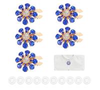 PATIKIL 5 Pcs Rhinestone Button Covers Decorative Clips with 10 Pcs White Sewing Buttons Detachable Water Drop Sewing Replacement for Women Men DIY Crafts Accessories (Navy Blue/Gold)