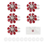 PATIKIL 5 Pcs Rhinestone Button Covers Decorative Clips with 10 Pcs White Sewing Buttons Detachable Water Drop Sewing Replacement for Women Men DIY Crafts Accessories (Jujube Red/Silver)
