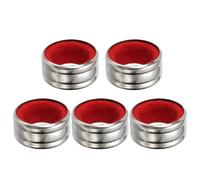 PATIKIL 5 Pcs Wine Bottle Collars, Stainless Steel & Velvet Felt Bottle Drip Ring Anti-Overflow Wine Drip Catcher Accessories for Kitchen Bar Party Beverage, Red (Flannel)