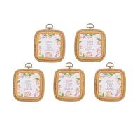 PATIKIL 5 Pieces 3" x 2.8" Square Embroidery Hoops Frame Round Imitated Wood Circle Cross Stitch Hoop Ring for Embroidery Art Craft Handy Sewing Decoration, Brown