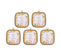 PATIKIL 5 Pieces 6.3" x 5.7" Square Embroidery Hoops Frame Round Imitated Wood Circle Cross Stitch Hoop Ring for Embroidery Art Craft Handy Sewing Decoration, Brown