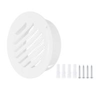 PATIKIL 5" Round Air Vent Cover, 2pcs Stainless Steel Louvered Wall Inlet Outlet Grill Screen Mesh Ducting Soffit Vent with Screws for Ventilation, White