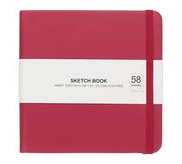 PATIKIL 5 x 5" Hardcover Leather Pocket Sketchbook, 58 Sheets 150GSM/102lb Blank Notebook Travel Journal Sketching Pad for Writing Drawing Painting Business Beginner Artist, Burgundy