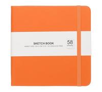 PATIKIL 5 x 5" Hardcover Leather Pocket Sketchbook, 58 Sheets 150GSM/102lb Blank Notebook Travel Journal Sketching Pad for Writing Drawing Painting Business Beginner Artist, Orange