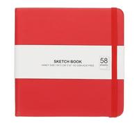 PATIKIL 5 x 5" Hardcover Leather Pocket Sketchbook, 58 Sheets 150GSM/102lb Blank Notebook Travel Journal Sketching Pad for Writing Drawing Painting Business Beginner Artist, Red