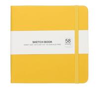 PATIKIL 5 x 5" Hardcover Leather Pocket Sketchbook, 58 Sheets 150GSM/102lb Blank Notebook Travel Journal Sketching Pad for Writing Drawing Painting Business Beginner Artist, Yellow