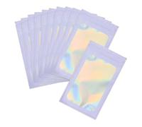PATIKIL 5 x 8 Inch Holographic Packaging Bags, 100 Pcs Clear Window Resealable Food Storage Smell Proof Foil Pouch Bag for Small Business Party Favor Candy Jewelry, Purple