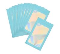 PATIKIL 5 x 8 Inch Holographic Packaging Bags, 50 Pcs Clear Window Resealable Food Storage Smell Proof Foil Pouch Bag for Small Business Party Favor Candy Jewelry, Blue