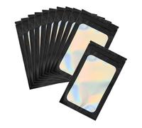 PATIKIL 5 x 8 Inch Holographic Packaging Bags, 50 Pcs Clear Window Resealable Food Storage Smell Proof Foil Pouch Bag for Small Business Party Favor Candy Jewelry, Black