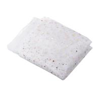 PATIKIL 5 Yards Tulle Fabric, 63inch Glitters Tulle Fabric Rolls Lace Sequin Ribbon Netting Stars Moon for Tutu Skirt Dress DIY Crafts Birthday Wedding Party Decoration, White