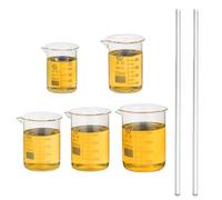 PATIKIL 50/100/250/500/1000ml Low Form Glass Beaker, 5Pcs 3.3 Borosilicate Glass Beakers Graduated Measuring Cup with 2Pcs Glass Rod for Experiment Cooking Baking, Clear
