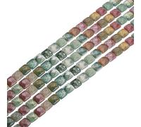 PATIKIL 50 Pack Natural Stone Beads, 8mm Faceted Square Agate Beads Bulk Natural Indian Agate Stones, for DIY Jewelry Making Necklace Bracelet Accessories, 2 Strands, Multicolor