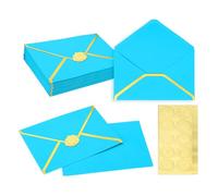 PATIKIL 50 Pcs A7 Envelopes, 5 x 7 Gold Border Invitation Envelopes Mailing Party Envelope for Wedding Invitation Cards Greeting Graduation Birthday Office, Blue