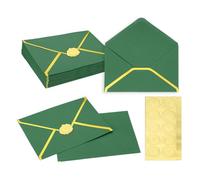 PATIKIL 50 Pcs A7 Envelopes, 5 x 7 Gold Border Invitation Envelopes Mailing Party Envelope for Wedding Invitation Cards Greeting Graduation Birthday Office, Dark Green