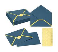 PATIKIL 50 Pcs A7 Envelopes, 5 x 7 Gold Border Invitation Envelopes Mailing Party Envelope for Wedding Invitation Cards Greeting Graduation Birthday Office, Dark Blue