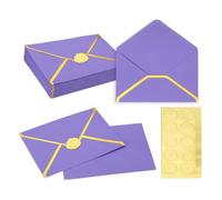 PATIKIL 50 Pcs A7 Envelopes, 5 x 7 Gold Border Invitation Envelopes Mailing Party Envelope for Wedding Invitation Cards Greeting Graduation Birthday Office, Purple
