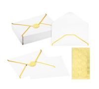 PATIKIL 50 Pcs A7 Envelopes, 5 x 7 Gold Border Invitation Envelopes Mailing Party Envelope for Wedding Invitation Cards Greeting Graduation Birthday Office, White