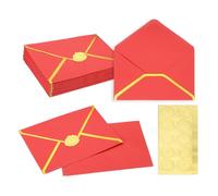 PATIKIL 50 Pcs A7 Envelopes, 5 x 7 Gold Border Invitation Envelopes Mailing Party Envelope for Wedding Invitation Cards Greeting Graduation Birthday Office, Red