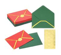 PATIKIL 50 Pcs A7 Envelopes, 5 x 7 Gold Border Invitation Envelopes Mailing Party Envelope for Wedding Invitation Cards Greeting Graduation Birthday Office, Dark Green/Red